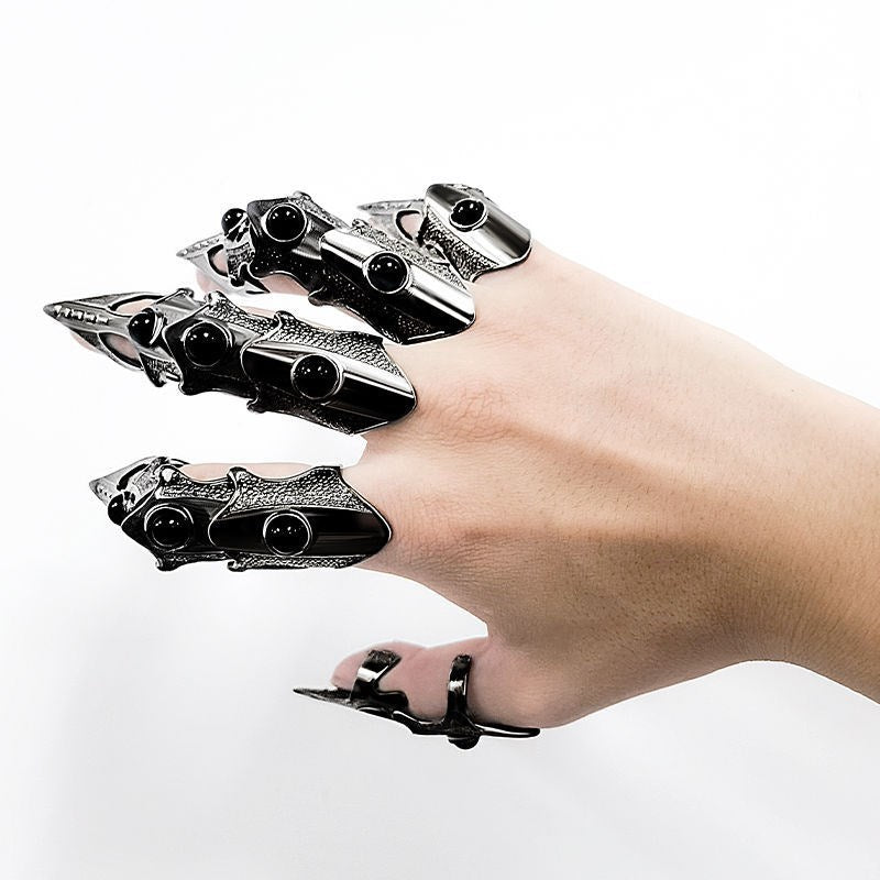 Harajuku Black Technology Gloves Adjustable Armor Ring